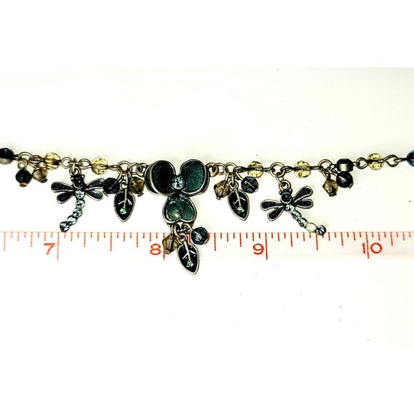 Pewter Tone Dragonfly Enamel Rhinestone Necklace Fashion Statement Jewelry CT217 - Picture 8 of 8